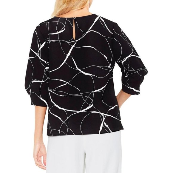 NWT Nordstrom Vince Camuto Ink Swirl Print Blouse - Picture 2 of 3